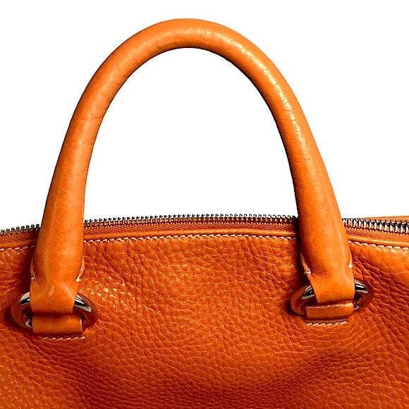SOLD Prada Boston Bag Vitello Daino Orange Leather Handbag 194 Dust Cover - Picture 8 of 16